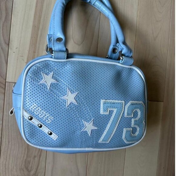 Vintage Roots bowling-style handbag in soft baby blue faux leather - Picture 2 of 8